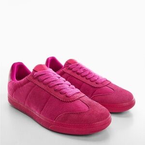 Mango Fuchsia Suede Sneakers